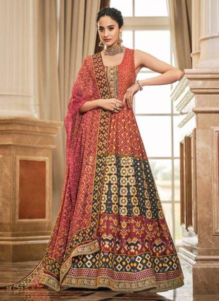 Red Colour Virasat Soundharia Festive Wear Heavy Designer Gown With Dupatta collection 1004
